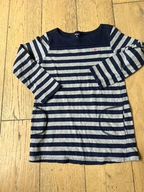 Carter's Navy & Heather Gray Striped Long Sleeve Tee with Heart Accent